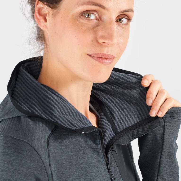 Chaquetas Salomon Essential Lightwarm Encapuchado Mujer Negros | MX RVOT239